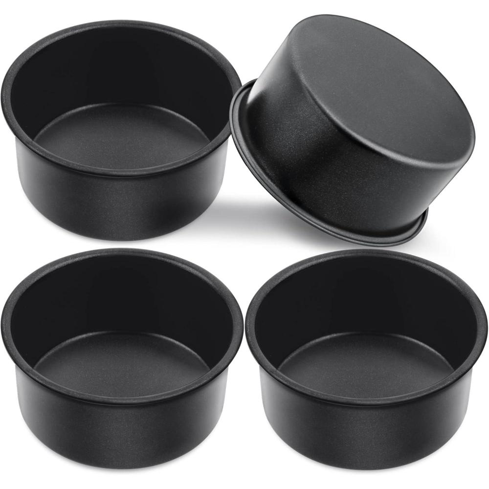imageEfar 6 Inch Cake Pan 4Piece Nonstick Round Cake Baking Pans for Wedding Birthday Layer Cake Stainless Steel Core amp NonToxic Coating 2 Inch Deep4 inches