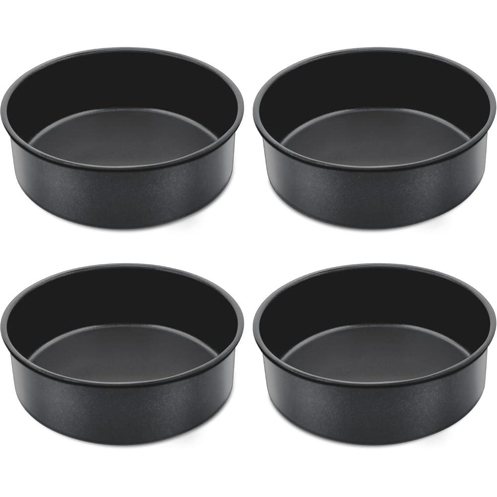 imageEfar 6 Inch Cake Pan 4Piece Nonstick Round Cake Baking Pans for Wedding Birthday Layer Cake Stainless Steel Core amp NonToxic Coating 2 Inch Deep6 inches