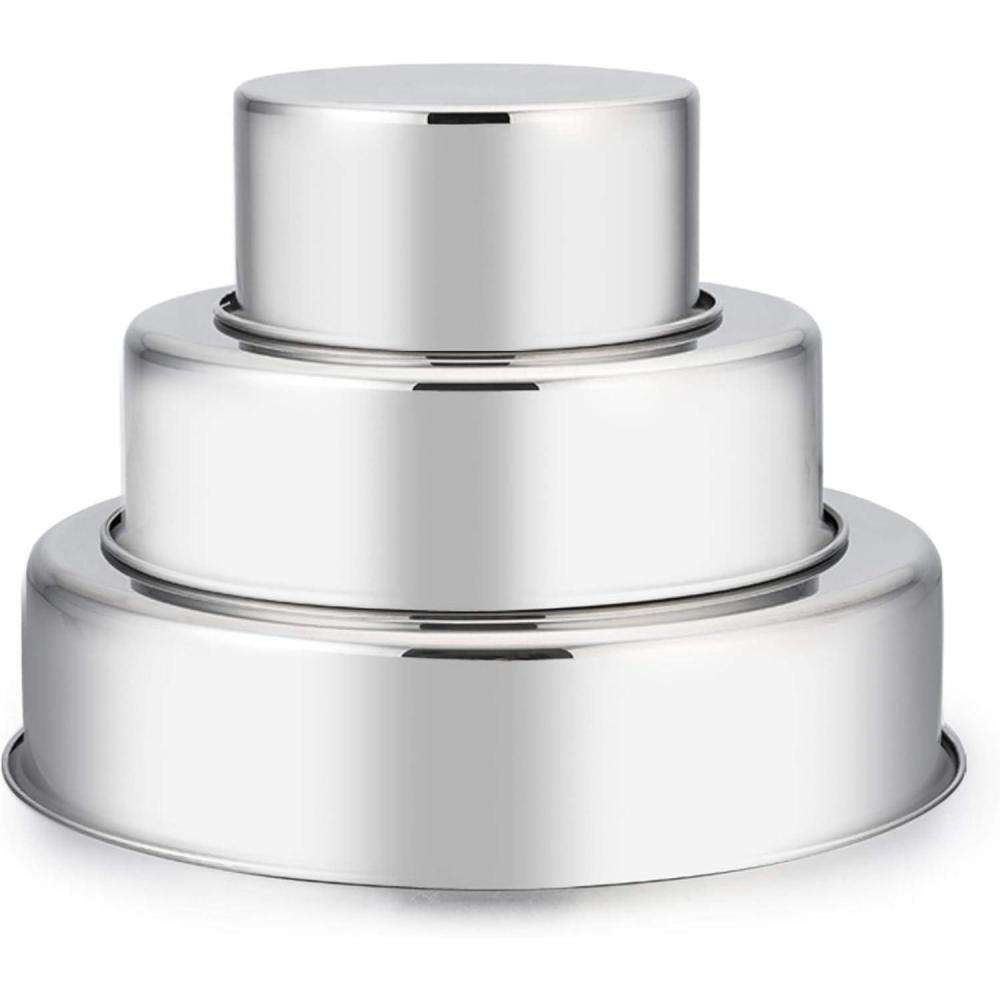 imageEfar 6 Inch Cake Pan Set of 3 Stainless Steel Round Smash Cake Baking Pans Tins NonToxic amp Healthy Mirror Finish amp Dishwasher Safe4 6 8 Inch