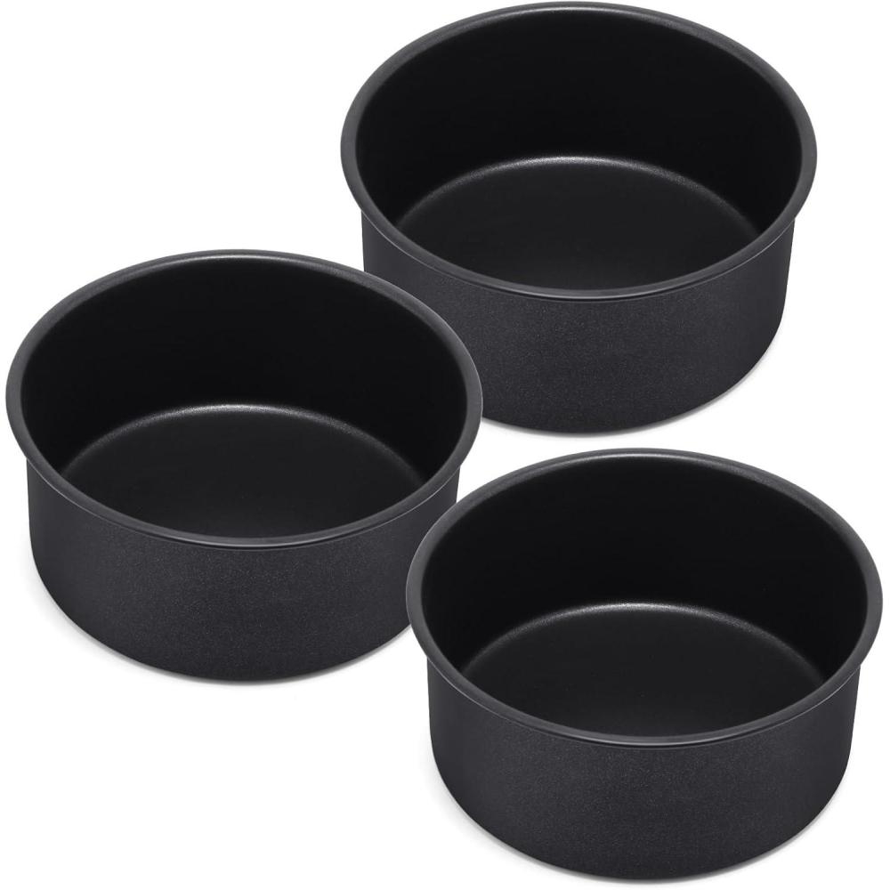 imageEfar 6 x 3 Inch Cake Pan Set of 3 Deep Stainless Steel Small Round Cake Pans Tin for Baking Birthday Wedding Layer Cakes Stainless Steel Core amp Nontoxic Nonstick Coating Deep amp Straight Side3