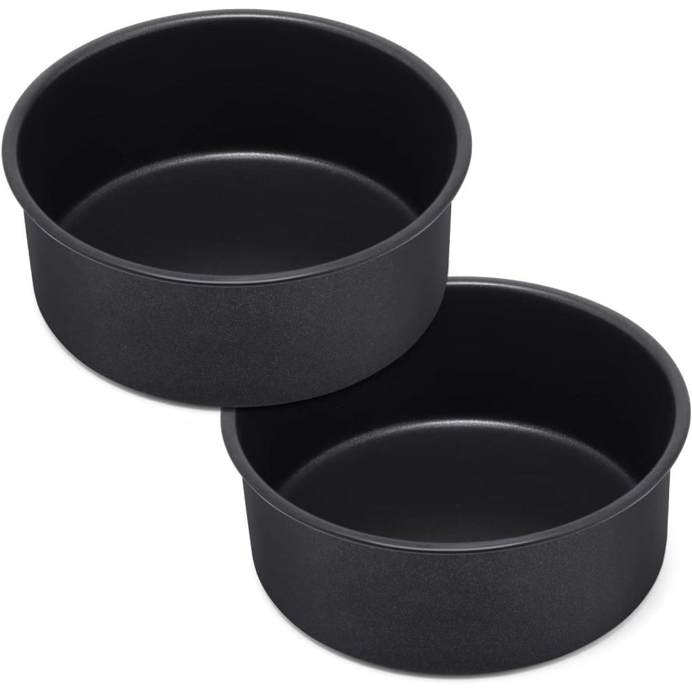 imageEfar 6 x 3 Inch Cake Pan Set of 3 Deep Stainless Steel Small Round Cake Pans Tin for Baking Birthday Wedding Layer Cakes Stainless Steel Core amp Nontoxic Nonstick Coating Deep amp Straight Side2