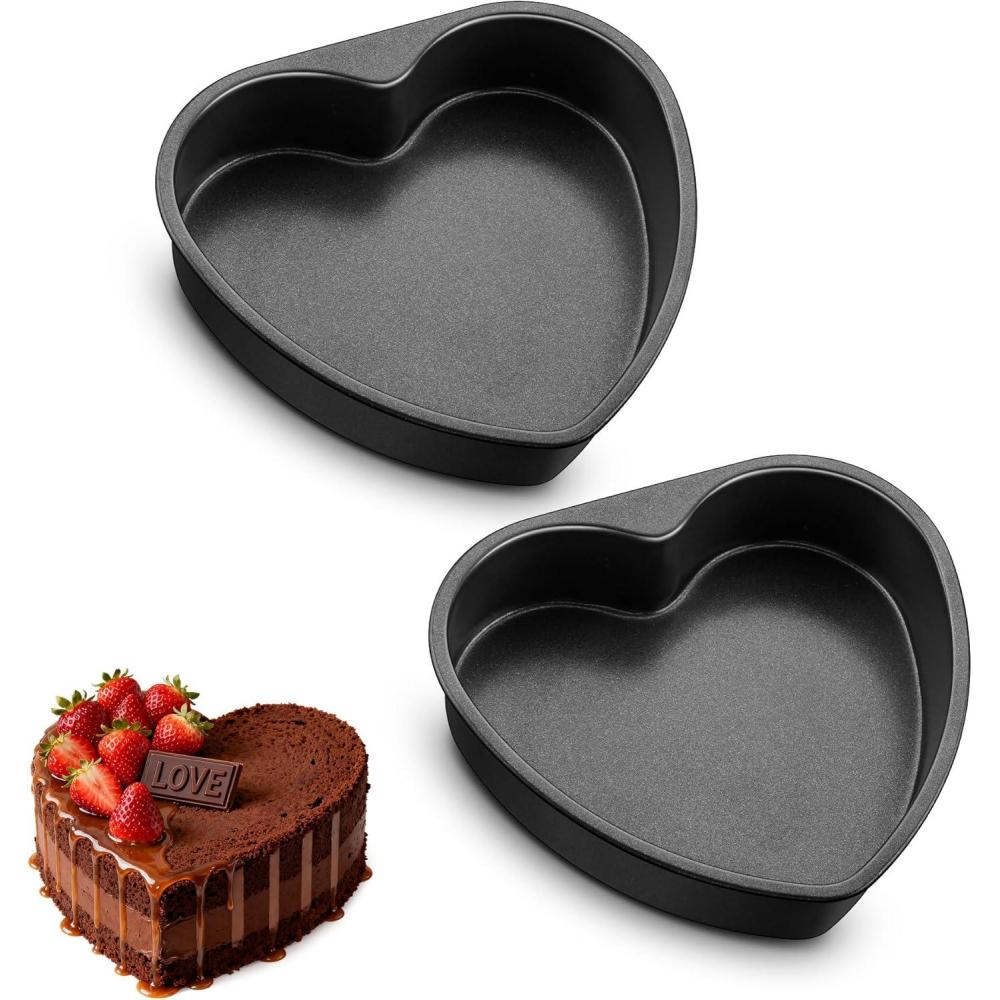 imageEfar 8 Inch Heart Cake Pan 2Pcs Nonstick Heart Shaped Cake Mold Cake Tin Baking Pan for Valentines Day Anniversaries Wedding Birthday Easy Release amp Clean95Inch Set of 2