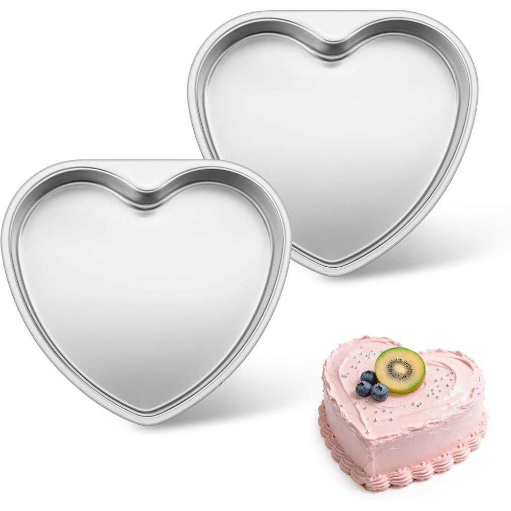 imageEfar 8 Inch Heart Cake Pan 2Pcs Stainless Steel Heart Shaped Cake Mold Cake Tin Baking Pan for Valentines Day Anniversaries Wedding NonToxic amp Dishwasher Safe6Inch Set of 2