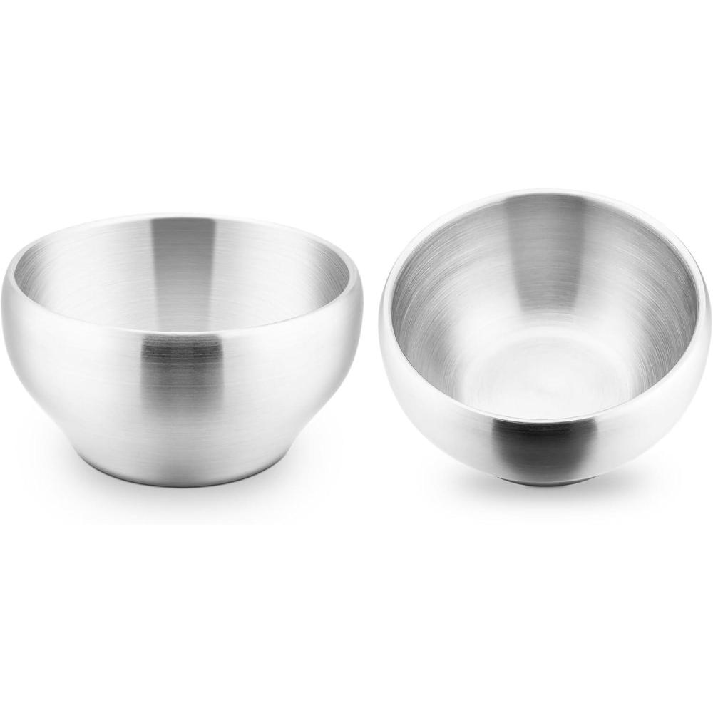 imageEfar Bowls for Kids Toddlers 12 Ounce Doubledeck 1810 Stainless Steel Bowls for Baby Children Healthy amp Matte Finish Insulated amp Shatterproof Set of 42