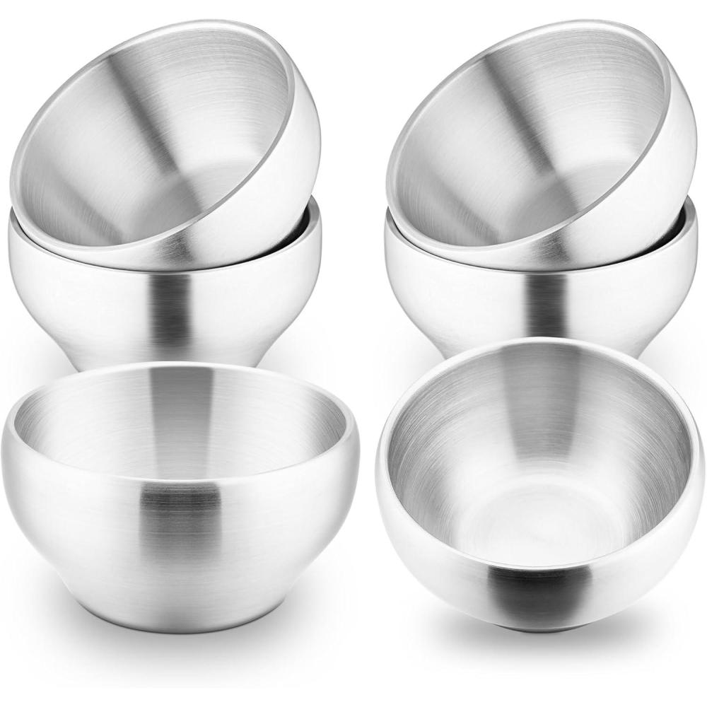 imageEfar Bowls for Kids Toddlers 12 Ounce Doubledeck 1810 Stainless Steel Bowls for Baby Children Healthy amp Matte Finish Insulated amp Shatterproof Set of 46