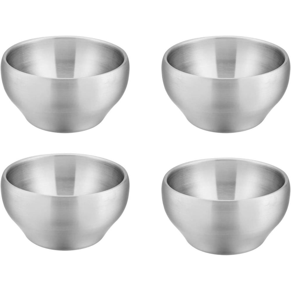 imageEfar Bowls for Kids Toddlers 12 Ounce Doubledeck 1810 Stainless Steel Bowls for Baby Children Healthy amp Matte Finish Insulated amp Shatterproof Set of 44