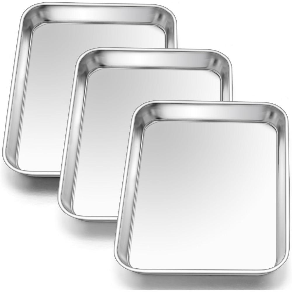 imageEfar Cookie Sheet for Baking 18x13 Stainless Steel Baking Sheet Pan for Oven Large Non Toxic Metal Baking Tray for Cake Cookies Healthy amp Rust Free Mirror Finish amp Dishwasher Safe 1 Pack3