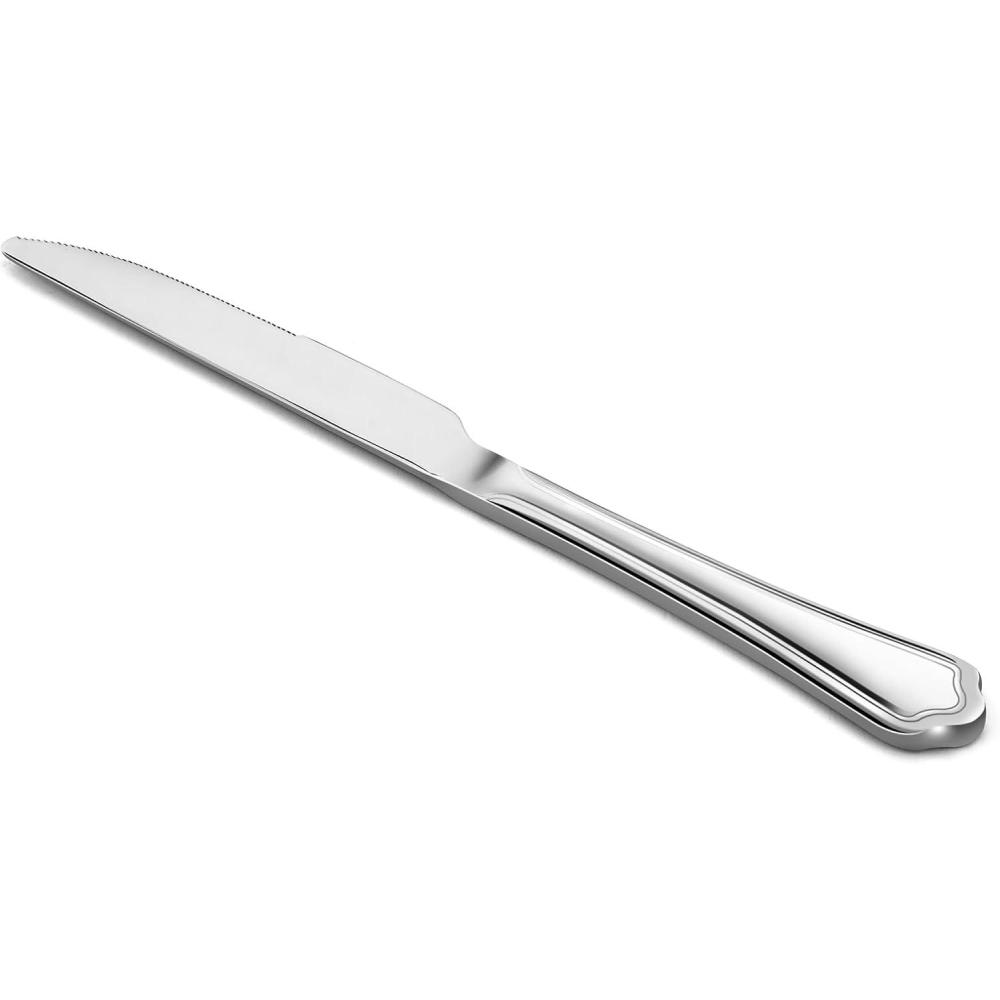 imageEfar Dinner Knives Set of 6 89 Inch Stainless Steel Serrated Steak Butter Knife for Home Kitchen Restaurant Modern Design amp Square Edge Mirror Finish amp Dishwasher SafeScalloped Edge