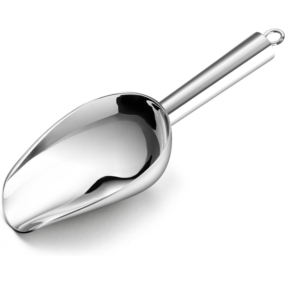 imageEfar Gold Stainless Steel Scoop 6 Ounce Utility Metal Ice Scooper for Kitchen Freezer Bar Wedding Party Multipurpose Small Scoop for SugarFlourPet FoodBeanPopcornDry Goods Dishwasher SafeSilver