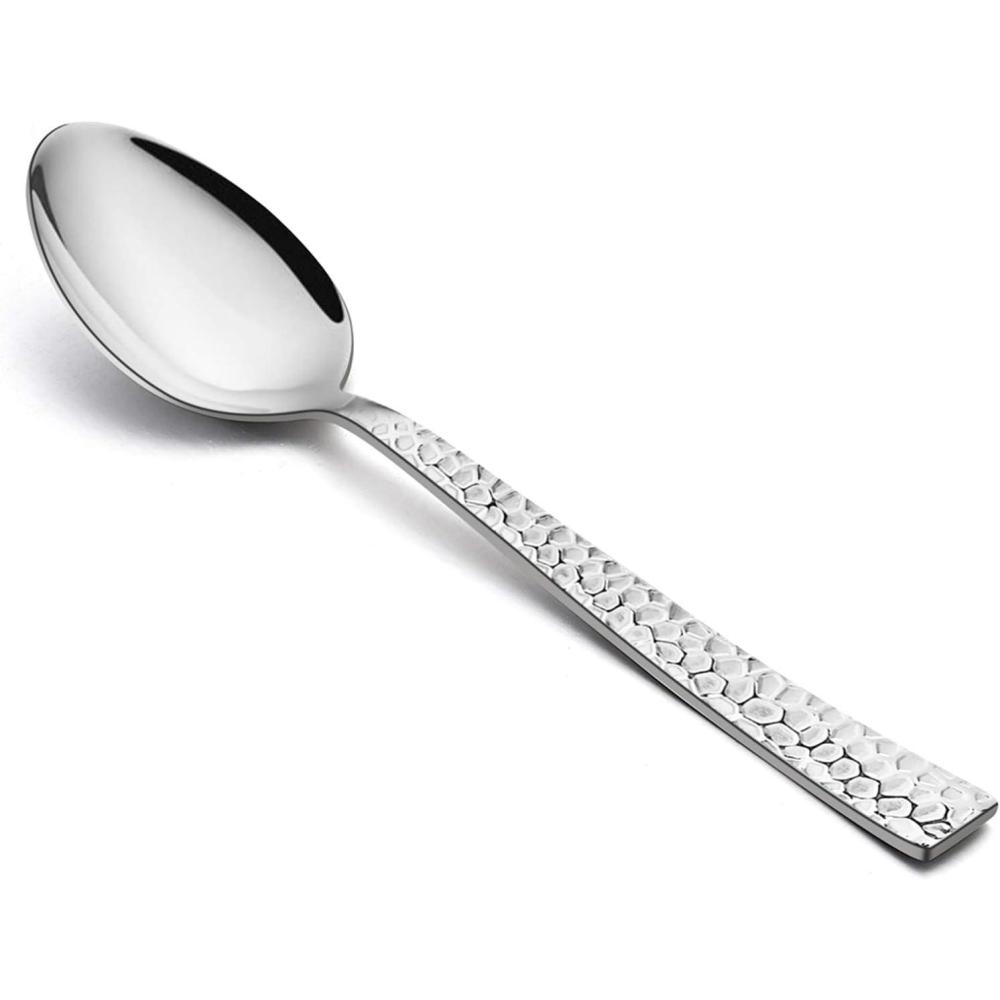 imageEfar Hammered Dinner Spoons Set of 12 79 Inch Stainless Steel Soup Spoons Tablespoons for Home Kitchen or Restaurant Nontoxic amp Mirror Polished Squared Edge amp Dishwasher Safe79 Inches