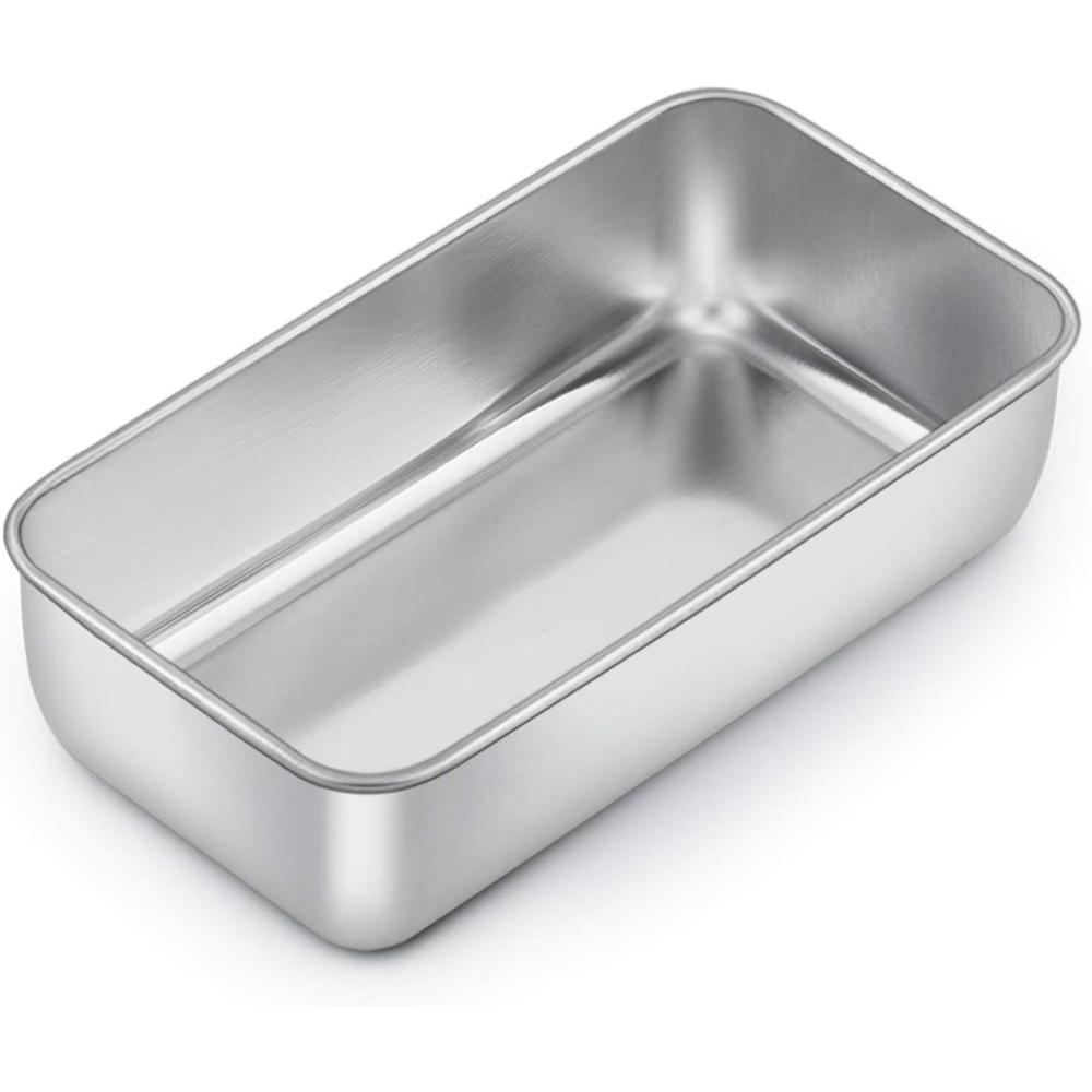 imageEfar Loaf Pan for Baking Bread 9 x 5 Inch Stainless Steel Baking Loaf Pan Metal Bakeware for Bread Meatloaf Cake Brownies Healthy amp Non Toxic Brushed Finish amp Easy Release Oven amp Dishwasher Safe1