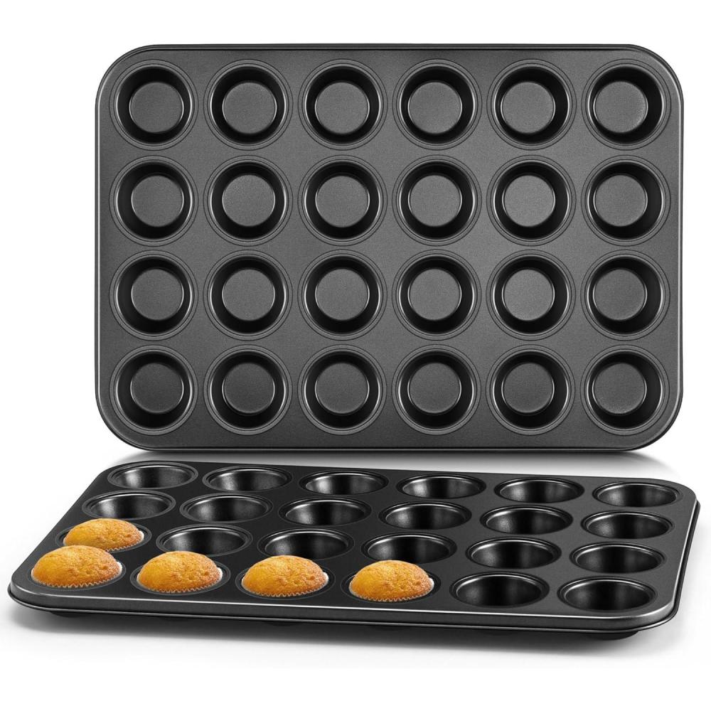imageEfar Mini Muffin Pan 24Cup Nonstick Carbon Steel Cupcake Tin for Perfect Mini Muffins amp Cupcakes WarpFree for Even Baking amp Easy Release Oven amp Dishwasher Safe2
