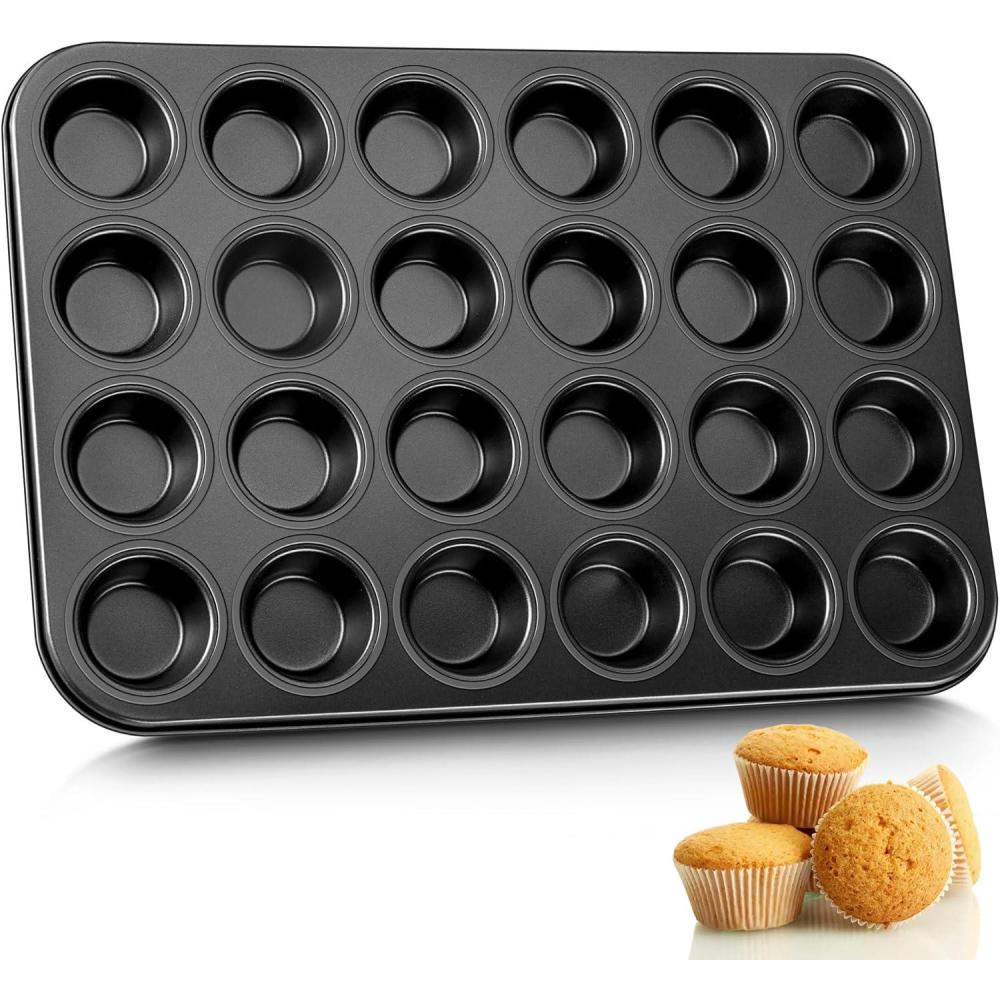 imageEfar Mini Muffin Pan 24Cup Nonstick Carbon Steel Cupcake Tin for Perfect Mini Muffins amp Cupcakes WarpFree for Even Baking amp Easy Release Oven amp Dishwasher Safe1