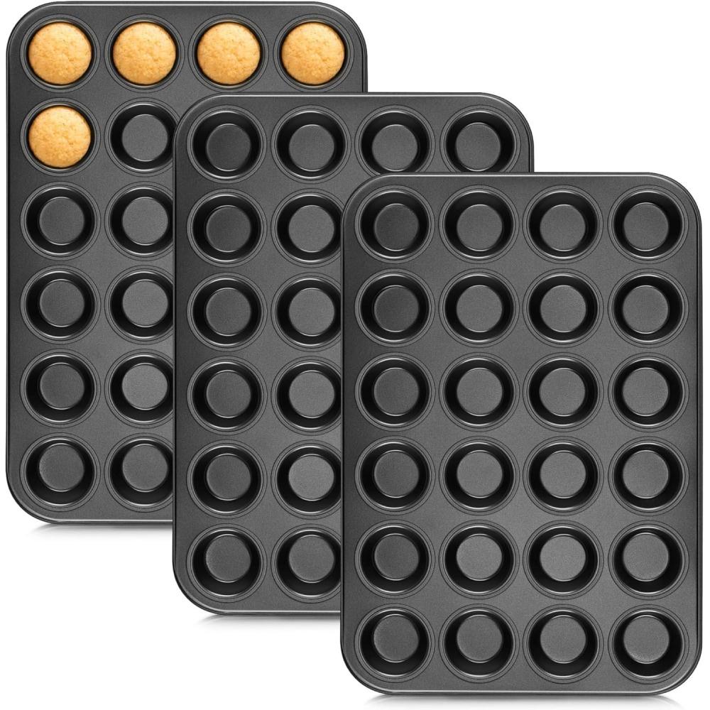 imageEfar Mini Muffin Pan 24Cup Nonstick Carbon Steel Cupcake Tin for Perfect Mini Muffins amp Cupcakes WarpFree for Even Baking amp Easy Release Oven amp Dishwasher Safe3