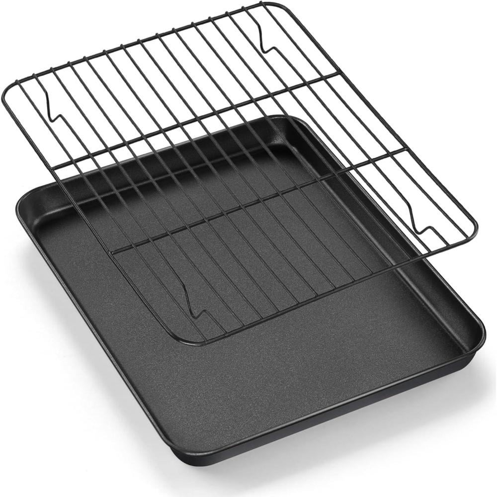 imageEfar Nonstick Baking Sheet with Rack Set 16 x 12 x 1 Inch Cookie Sheet Baking Pan with Cooling Rack for Oven Commercial Grade amp NonToxic Easy to Clean125 x 95 inch