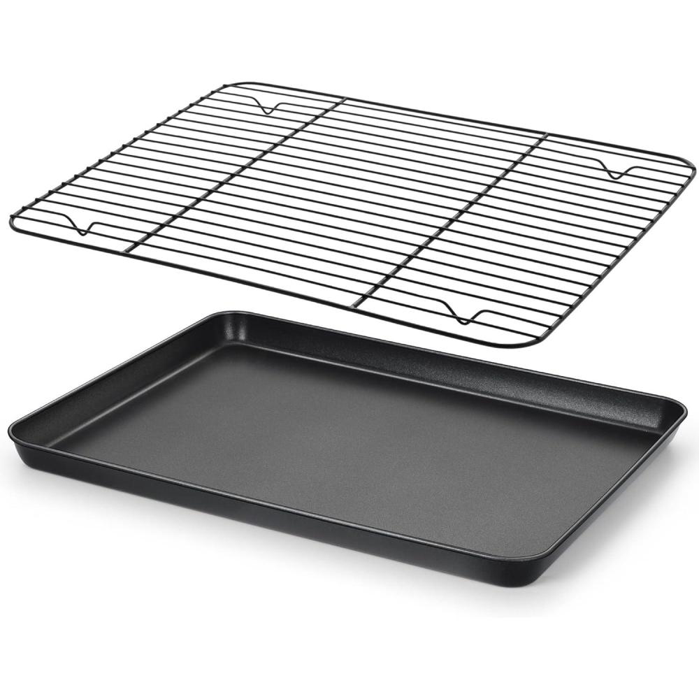 imageEfar Nonstick Baking Sheet with Rack Set 16 x 12 x 1 Inch Cookie Sheet Baking Pan with Cooling Rack for Oven Commercial Grade amp NonToxic Easy to Clean16 x 12 inch