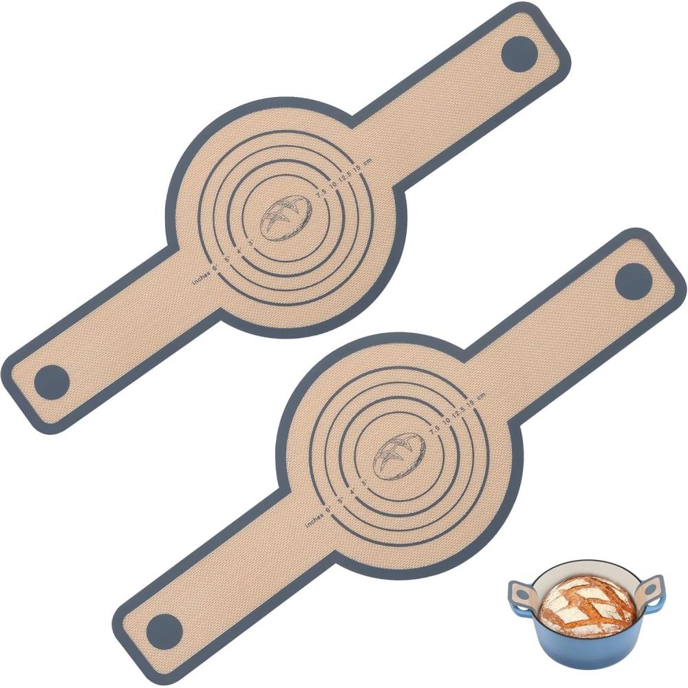 imageEfar Silicone Bread Sling for Dutch Oven 2Piece Reusable Silicone Bread Baking Mat with Long Handle NonStick amp Easy to Clean Ideal for Transferring Sourdough