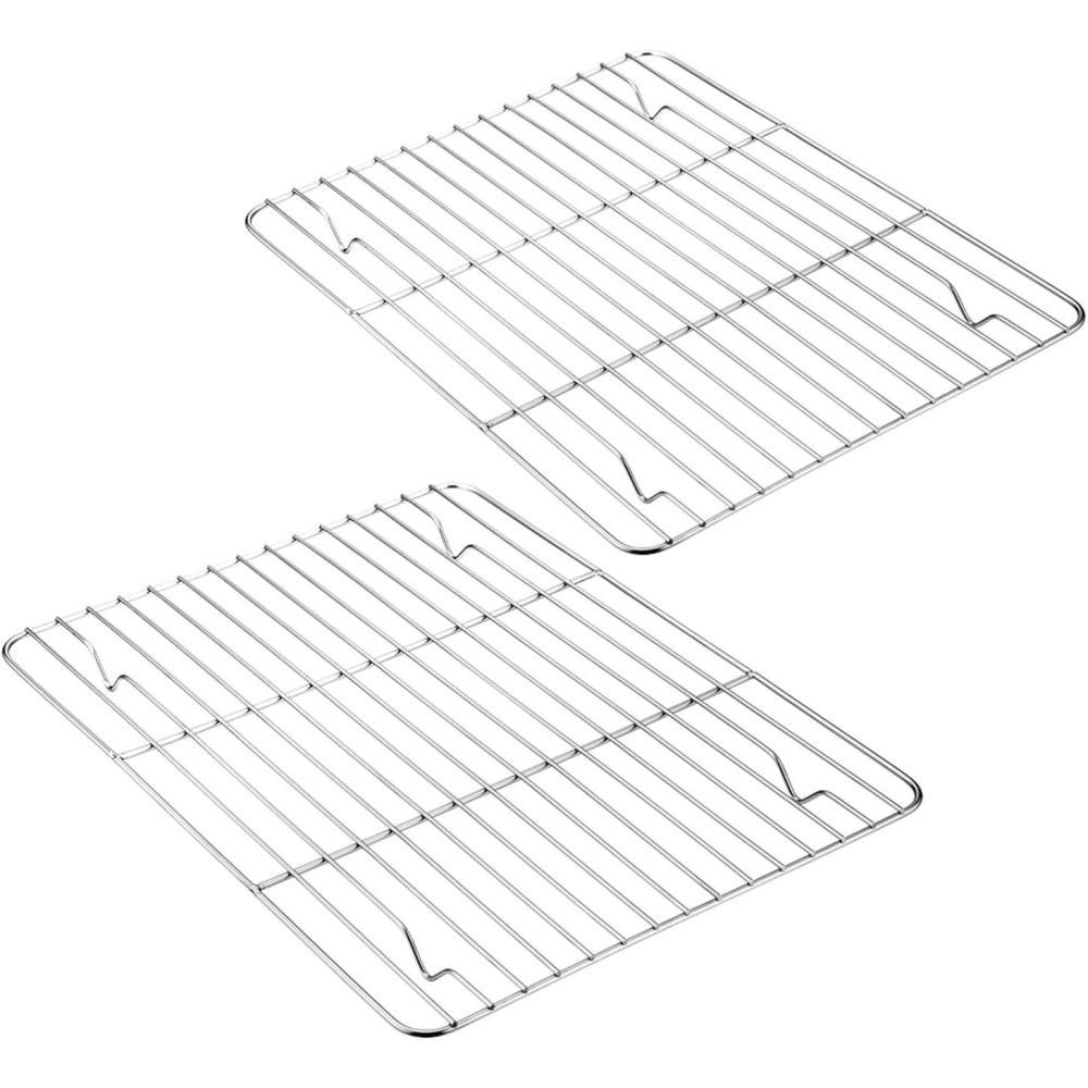 imageEfar Small Baking Cooling Rack Set of 2 Stainless Steel Metal Roasting Cooking Racks Size 97x73 Non Toxic amp Rust Free Fit for Toaster Oven Dishwasher Safe116 x 9