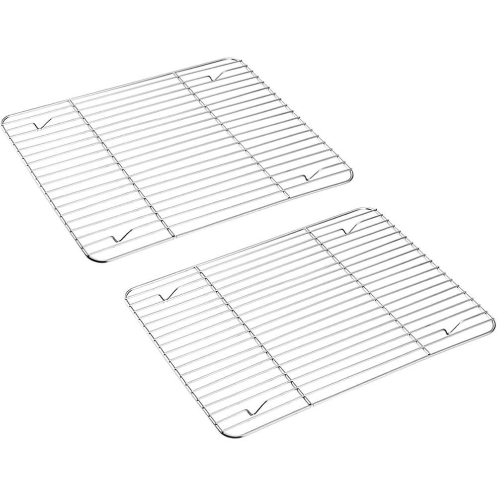 imageEfar Small Baking Cooling Rack Set of 2 Stainless Steel Metal Roasting Cooking Racks Size 97x73 Non Toxic amp Rust Free Fit for Toaster Oven Dishwasher Safe153x1125
