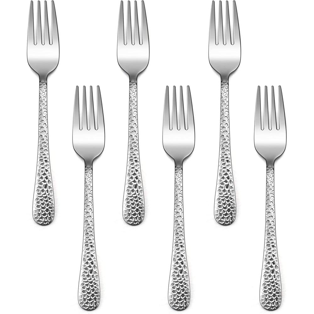 imageEfar Stainless Steel Kids Forks 6Piece Toddlers Forks Safe for PreschoolerChildren Hammered Adult look amp Small Size Rust Free amp Dishwasher SafeHammered Fork