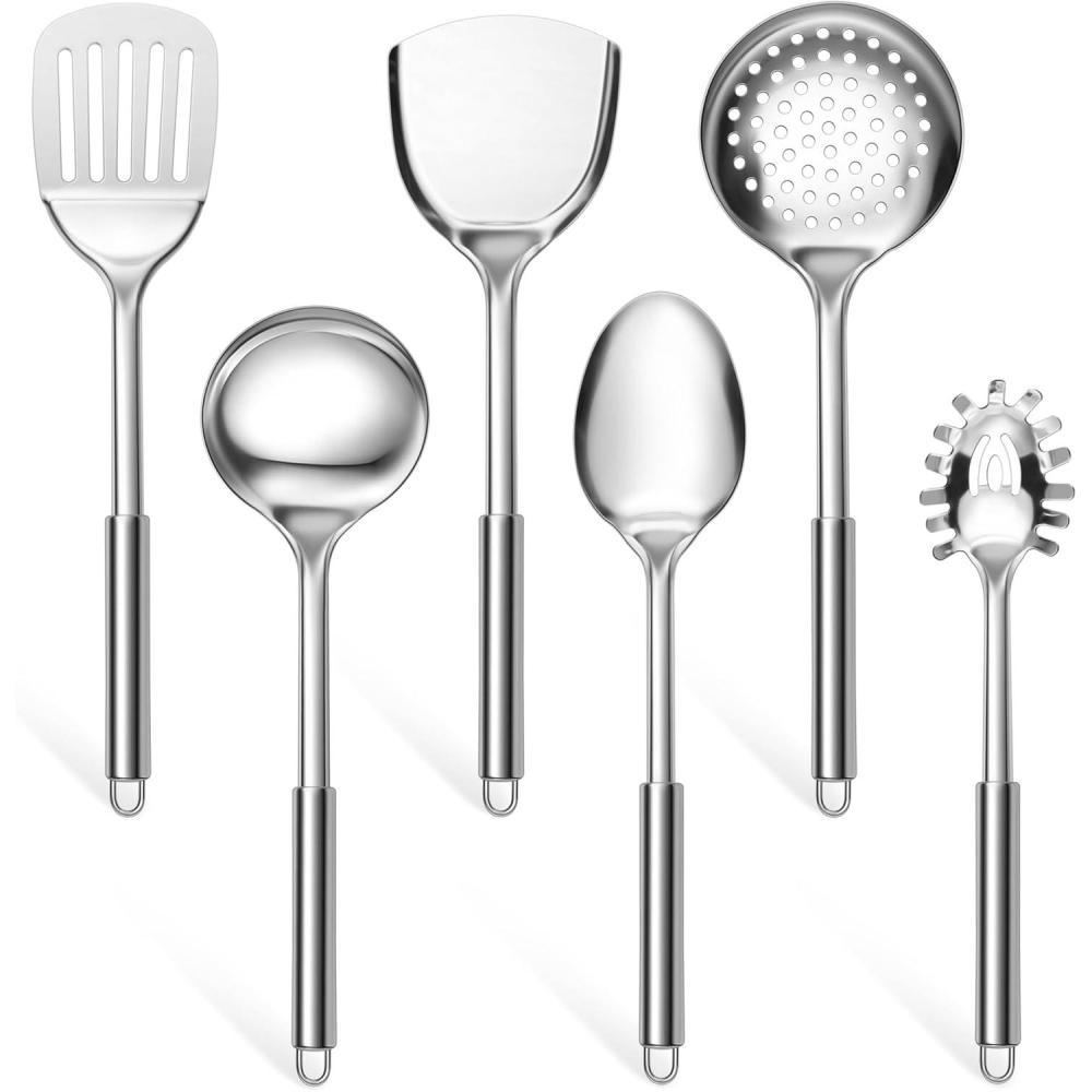 imageEfar Stainless Steel Kitchen Utensils Set 39Piece Cooking Utensils Set with Holder Nontoxic Metal Heat Resistant Kitchen Gadgets Cookware Tool Spatula Set for Cooking Dishwasher Safe6