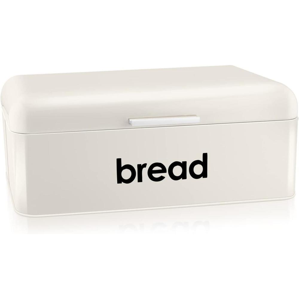 imageEfar Vintage Bread Box for Kitchen Countertop Black Metal Bread Storage Container Retro Bread Bin for PastriesLoavesDry Food Large Capacity amp Modern Design 167 x 9 x 64Cream