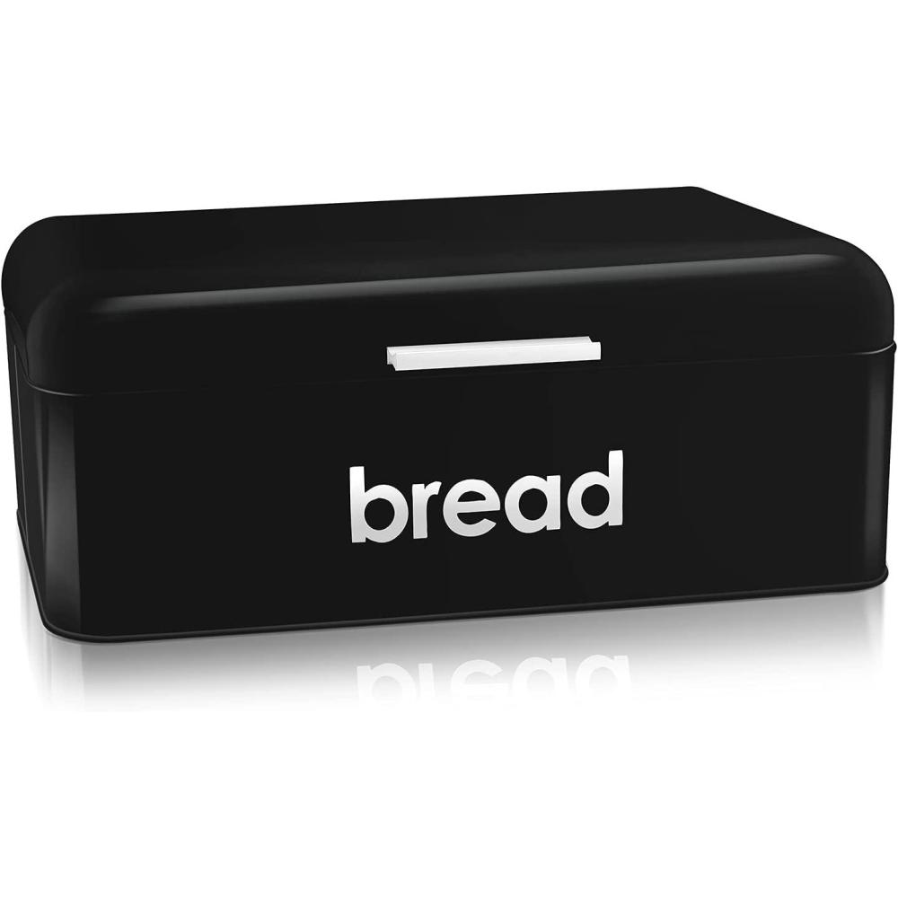 imageEfar Vintage Bread Box for Kitchen Countertop Black Metal Bread Storage Container Retro Bread Bin for PastriesLoavesDry Food Large Capacity amp Modern Design 167 x 9 x 64Black
