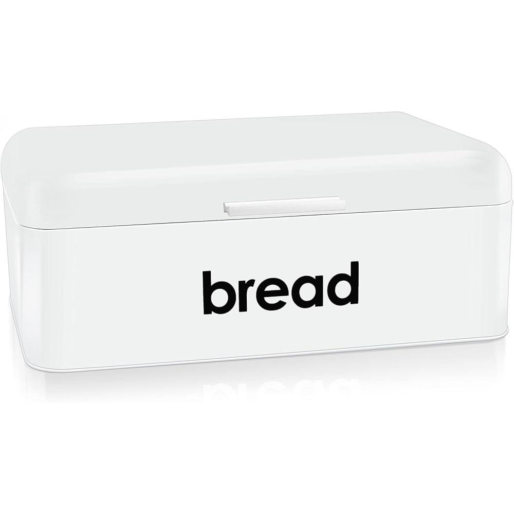 imageEfar Vintage Bread Box for Kitchen Countertop Black Metal Bread Storage Container Retro Bread Bin for PastriesLoavesDry Food Large Capacity amp Modern Design 167 x 9 x 64White