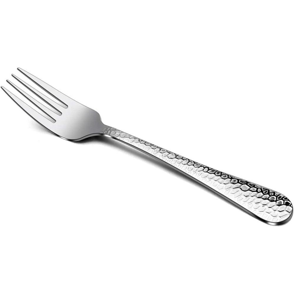 imageHammered Dinner Forks Set Efar 6Piece Stainless Steel Salad Flatware Forks Use for Home Kitchen Restaurant Round Edge amp Mirror Polished Dishwasher safe 79 Inches67 Inches