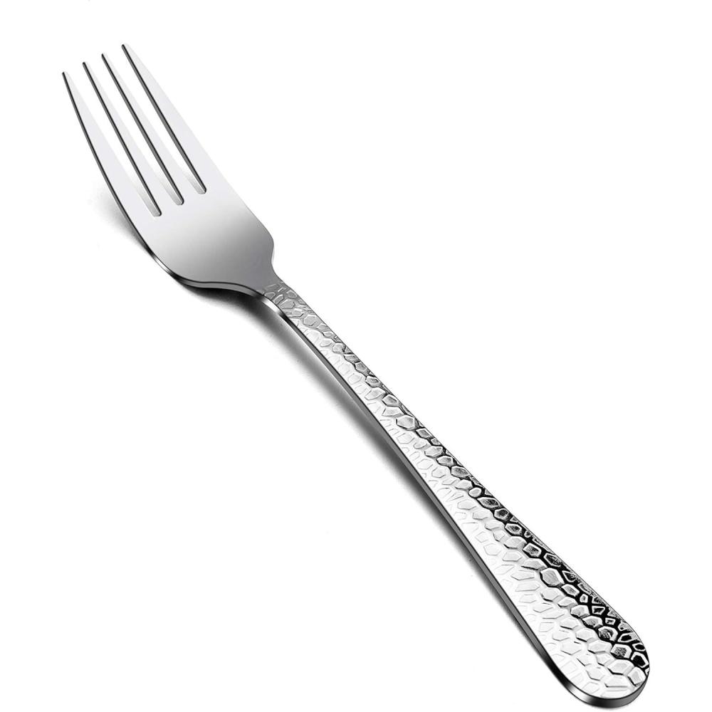 imageHammered Dinner Forks Set Efar 6Piece Stainless Steel Salad Flatware Forks Use for Home Kitchen Restaurant Round Edge amp Mirror Polished Dishwasher safe 79 Inches79 Inches