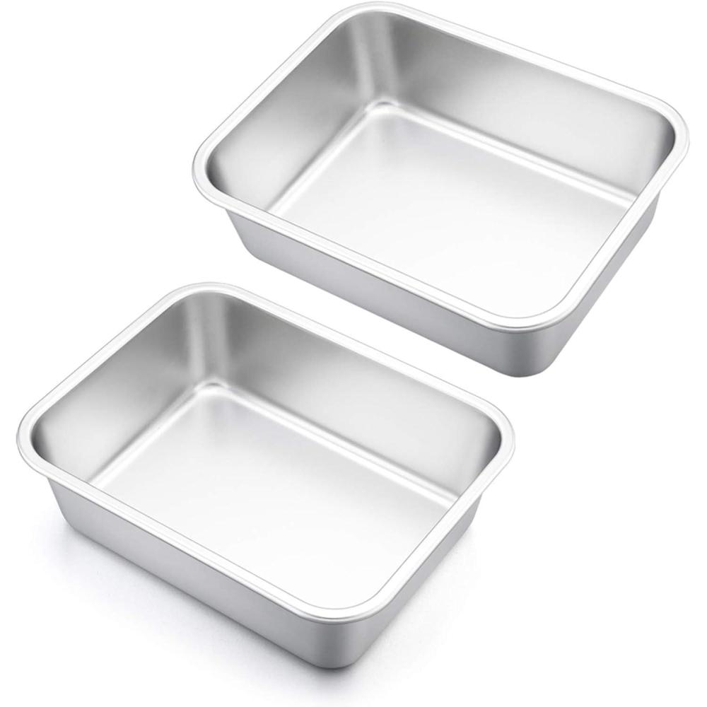 imageLasagna Pan Set of 2 Efar Deep Stainless Steel Baking Pans 1275 x10 x32 Inches Rectangular Metal Roasting Baking Dish Bakeware for Oven NonToxic amp Heavy Duty Dishwasher Safe106 x 83 2Pack