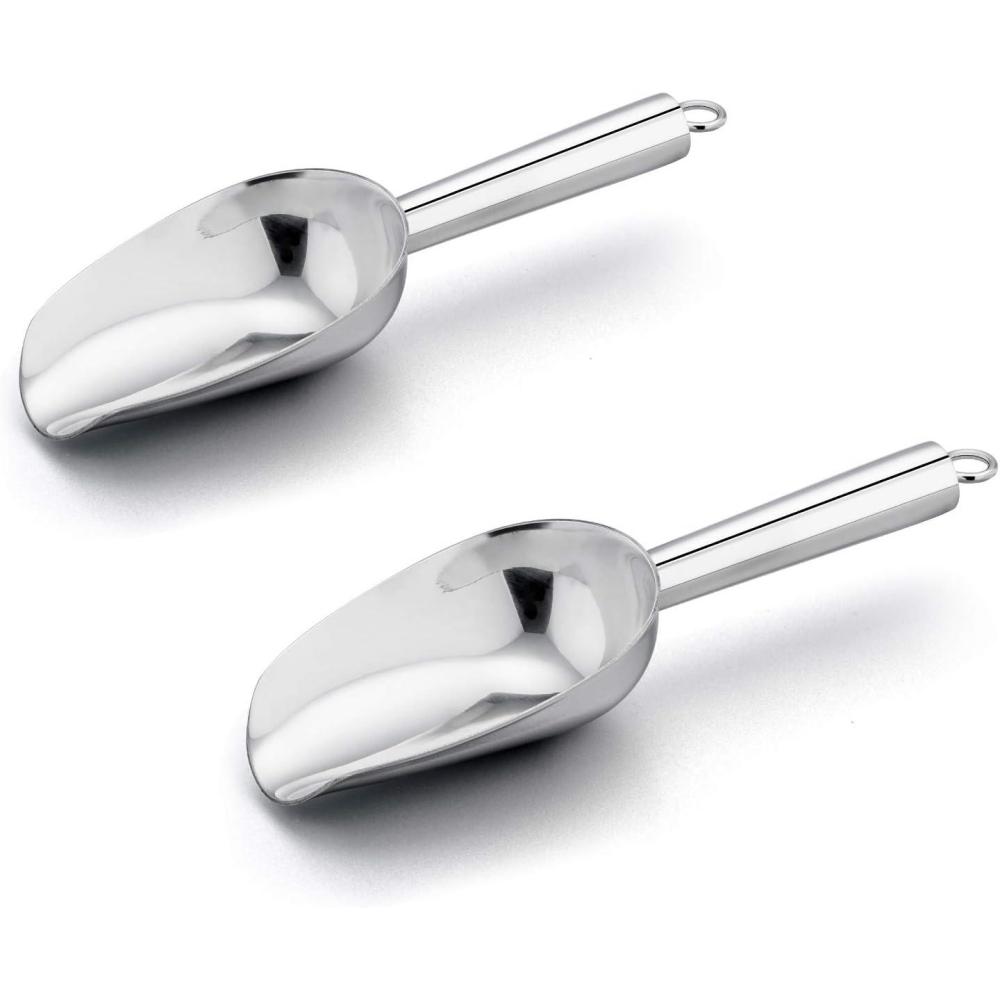imageMini Ice Scoop Set of 2 Efar 3 Ounce Gold Stainless Steel Scoops for CandyFlourSugar Small Metal Scoops for PartyCanisters JarsKitchen BarIce Maker Rust Proof amp Dishwasher SafeSilver