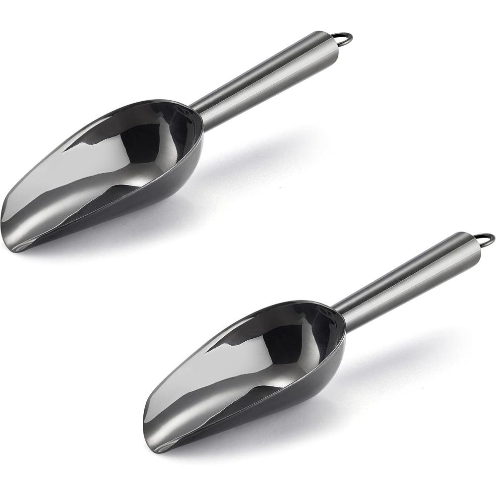 imageMini Ice Scoop Set of 2 Efar 3 Ounce Gold Stainless Steel Scoops for CandyFlourSugar Small Metal Scoops for PartyCanisters JarsKitchen BarIce Maker Rust Proof amp Dishwasher SafeBlack