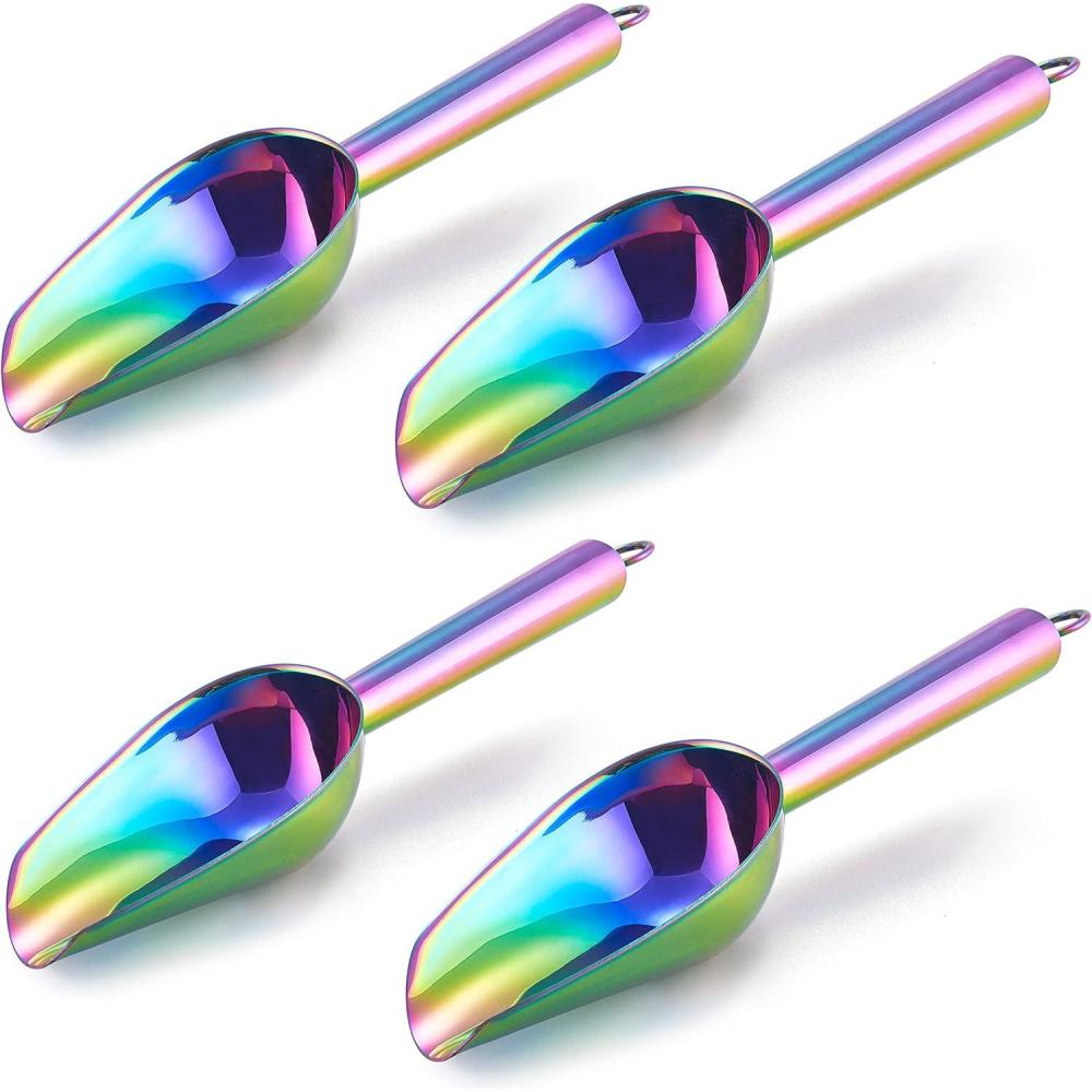 imageMini Scoop Set of 8 Efar 3 Ounce Stainless Steel Scoops for Ice CubeCandyFlourSugar Metal Utility Scoops for Weddings Dessert Buffet Canisters Food Grade amp Rust Free Easy Clean amp DishwasherRainbow