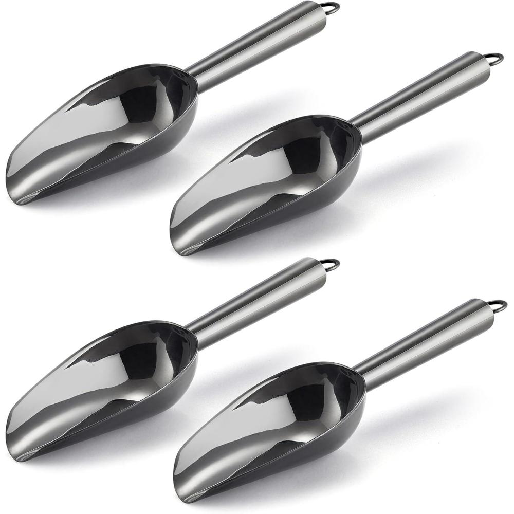 imageMini Scoop Set of 8 Efar 3 Ounce Stainless Steel Scoops for Ice CubeCandyFlourSugar Metal Utility Scoops for Weddings Dessert Buffet Canisters Food Grade amp Rust Free Easy Clean amp DishwasherBlack