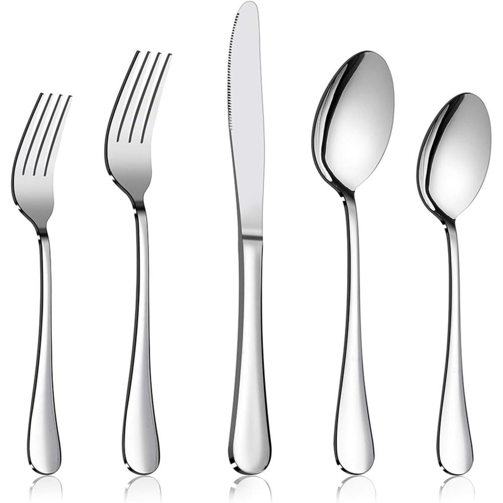 imageSilverware Set Service for 2 Efar 10Piece Stainless Steel Flatware Set Cutlery Sets Include KnifeForkSpoon Simple amp Classic Design Easy Clean amp Dishwasher SafeSimple