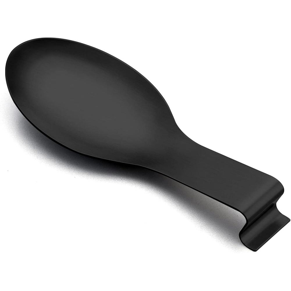 imageSpoon Rest Set of 2 Efar Stainless Steel Spoon Ladle Holder Spatula Rest for Kitchen Stove Top Large Size amp Dishwasher SafeBlack