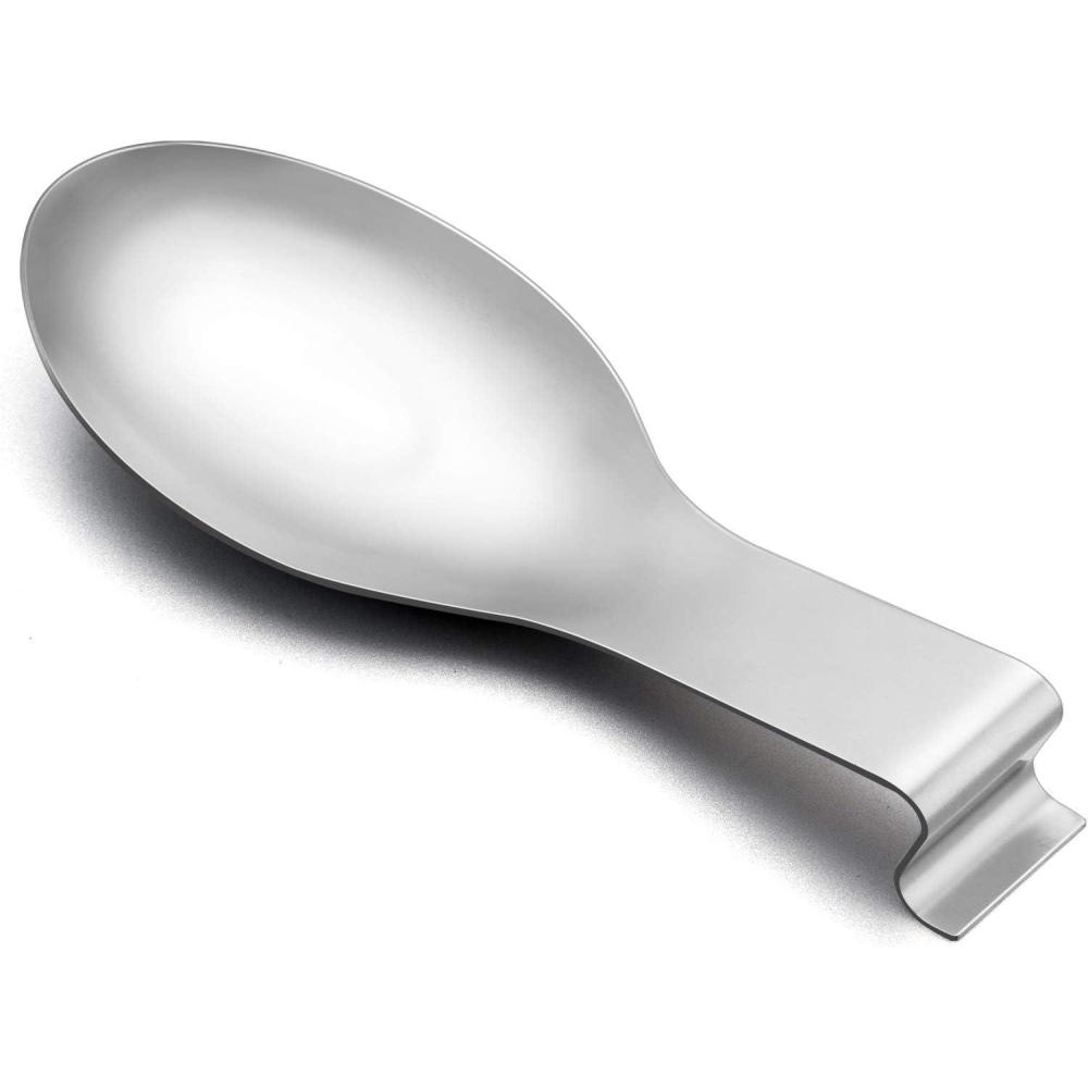 imageSpoon Rest Set of 2 Efar Stainless Steel Spoon Ladle Holder Spatula Rest for Kitchen Stove Top Large Size amp Dishwasher SafeSilver