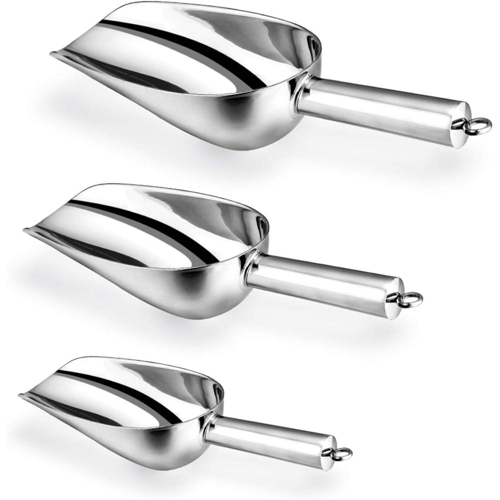 imageStainless Steel Scoop Set of 3 358 Ounce Efar Small Metal Scoops for CandyFlourDry GoodsSugarIce Cube Heavy Gauge Kitchen Utility for CanistersJars Rust Free amp Dishwasher5812 Ounce