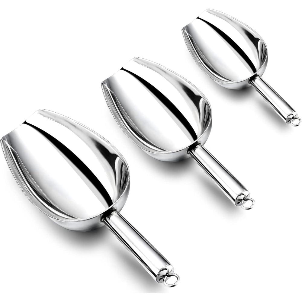 imageStainless Steel Scoop Set of 3 358 Ounce Efar Small Metal Scoops for CandyFlourDry GoodsSugarIce Cube Heavy Gauge Kitchen Utility for CanistersJars Rust Free amp Dishwasher358 Ounce