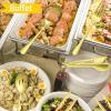 12-Piece Large Serving Utensils Set, E-far Stainless Steel 9.8 Inch Serving Slotted Spoons, 9.9 Inch Fork, 9.4 Inch Tong for Buffet Catering Banquet, Mirror Finish & Dishwasher Safe(Gold-8)