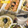 12-Piece Large Serving Utensils Set, E-far Stainless Steel 9.8 Inch Serving Slotted Spoons, 9.9 Inch Fork, 9.4 Inch Tong for Buffet Catering Banquet, Mirror Finish & Dishwasher Safe(Black-12)