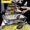 12-Piece Large Serving Utensils Set, E-far Stainless Steel 9.8 Inch Serving Slotted Spoons, 9.9 Inch Fork, 9.4 Inch Tong for Buffet Catering Banquet, Mirror Finish & Dishwasher Safe(Black-8)