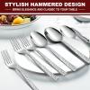16-Piece Spoons and forks Set, E-far Stainless Steel Scalloped 8 Dinner Forks and 8 Dinner Spoons, Modern Metal Silverware Flatware Cutlery for Kitchen and Restaurant, Dishwasher Safe-7.9 Inch(24)