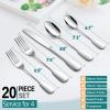 18/10 Silverware Set, E-far 40-Piece Stainless Steel Flatware Cutlery Set Service for 8, Metal Tableware Eating Utensil Sets for Home/Restaurant/Wedding, Elegant & Classic Style – Dishwasher Safe(20)