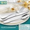 18/10 Silverware Set, E-far 40-Piece Stainless Steel Flatware Cutlery Set Service for 8, Metal Tableware Eating Utensil Sets for Home/Restaurant/Wedding, Elegant & Classic Style – Dishwasher Safe(60)