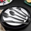 20-Piece Matte Black Silverware Set, E-far Stainless Steel Flatware Set Service for 4, Metal Cutlery Eating Utensils Tableware Includes Forks/Spoons/Knives, Square Edge(Black)