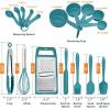 22-Piece Mixing Bowls with Teal Blue Lids & Accessories Set, E-far Stainless Steel Nesting Bowls with Covers & Non-Slip Bottoms, Metal Bowls for Cooking/Baking/Serving/Storage -Size 7/3.5/2.5/1.5/1 QT(Teal Blue)