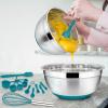 22-Piece Mixing Bowls with Teal Blue Lids & Accessories Set, E-far Stainless Steel Nesting Bowls with Covers & Non-Slip Bottoms, Metal Bowls for Cooking/Baking/Serving/Storage -Size 7/3.5/2.5/1.5/1 QT(Teal Blue)