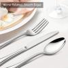 40-Piece Silverware Set, E-far Stainless Steel Flatware Cutlery Set Service for 8, Metal Tableware Eating Utensil Set, Dinner Knives/Forks/Spoons, Scalloped Edge & Mirror Polished – Dishwasher Safe(20-Piece for 4)